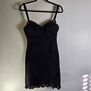 Guess Black and Gold Leopard Print Bustier Stretch Mini Dress | Gyaru j Fashion